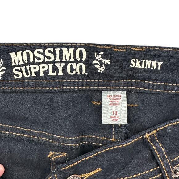 Mossimo Supply Co Dark Wash Contrast Stitching Five Pocket Skinny Jeans 13 - Picture 3 of 7